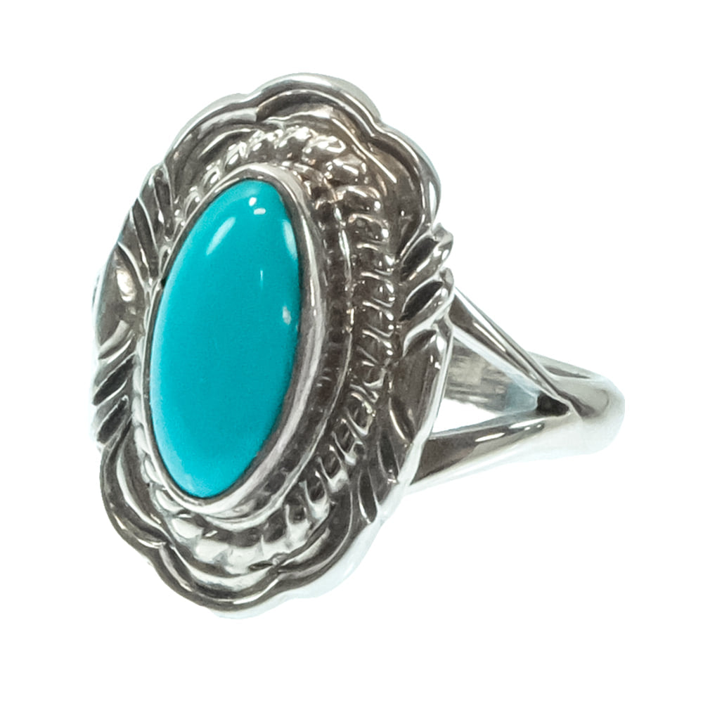 South Texas Tack Apparel Jewelry V. Chee Native American Navajo Sterling Silver Turquoise Ring