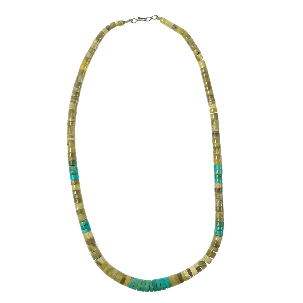 South Texas Tack Apparel Jewelry Vintage Santa Domingo Serpentine and Turquoise Heishi Necklace