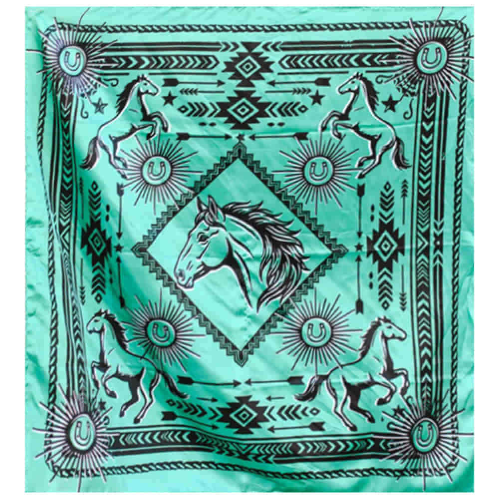 South Texas Tack Apparel Mint Aztec Arrow Horse Double Sided Printed Wild Rag