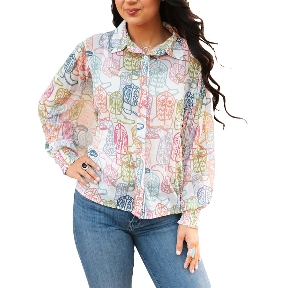 South Texas Tack Apparel Multi Boot Blouse