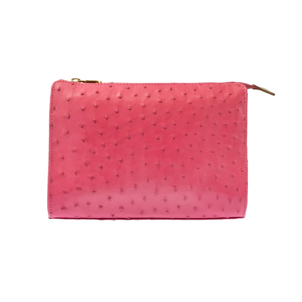 South Texas Tack Apparel Other South Texas Tack Juno Full Quill Pink Ostrich with Gold Cowhide Crossbody Purse