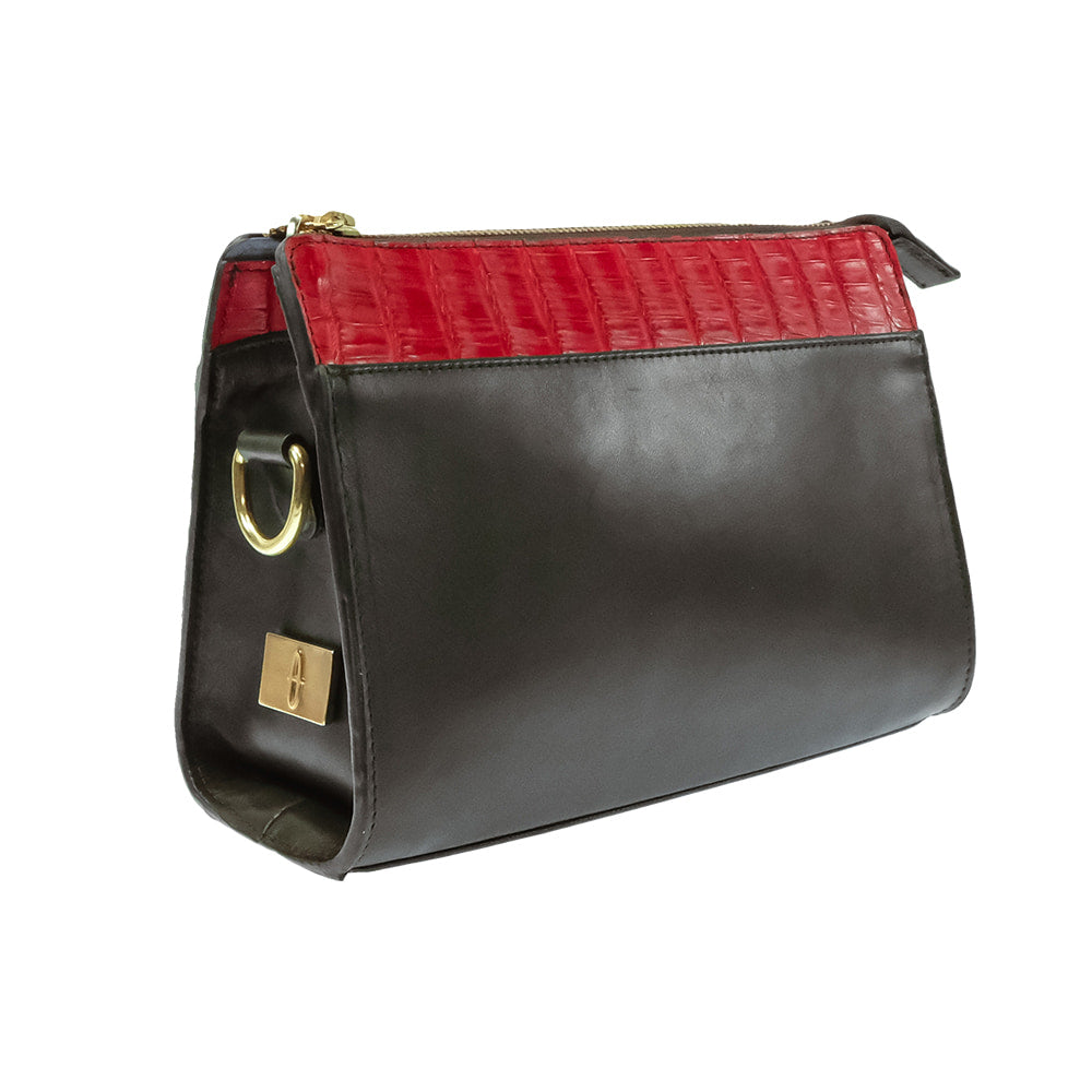 South Texas Tack Apparel Other South Texas Tack Juno Res Choclate and Ferrari Red Caiman Crossbody Purse