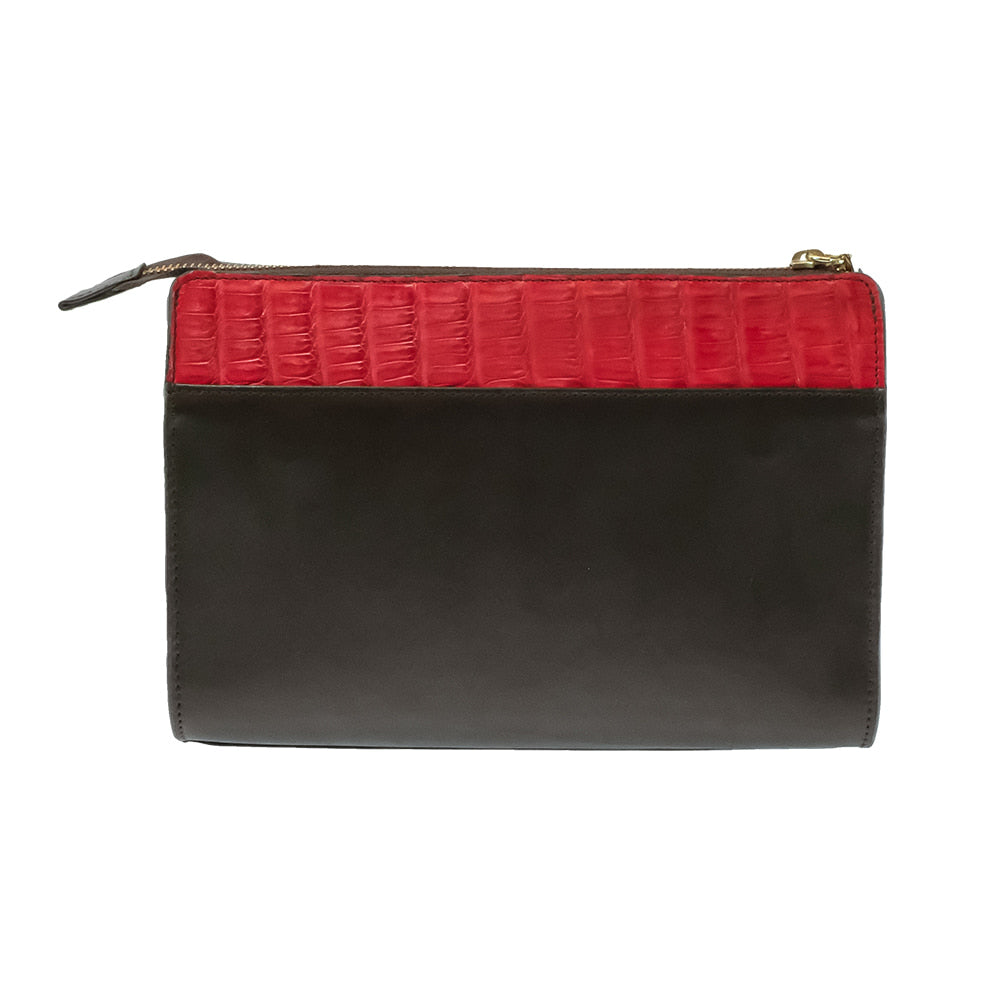 South Texas Tack Apparel Other South Texas Tack Juno Res Choclate and Ferrari Red Caiman Crossbody Purse