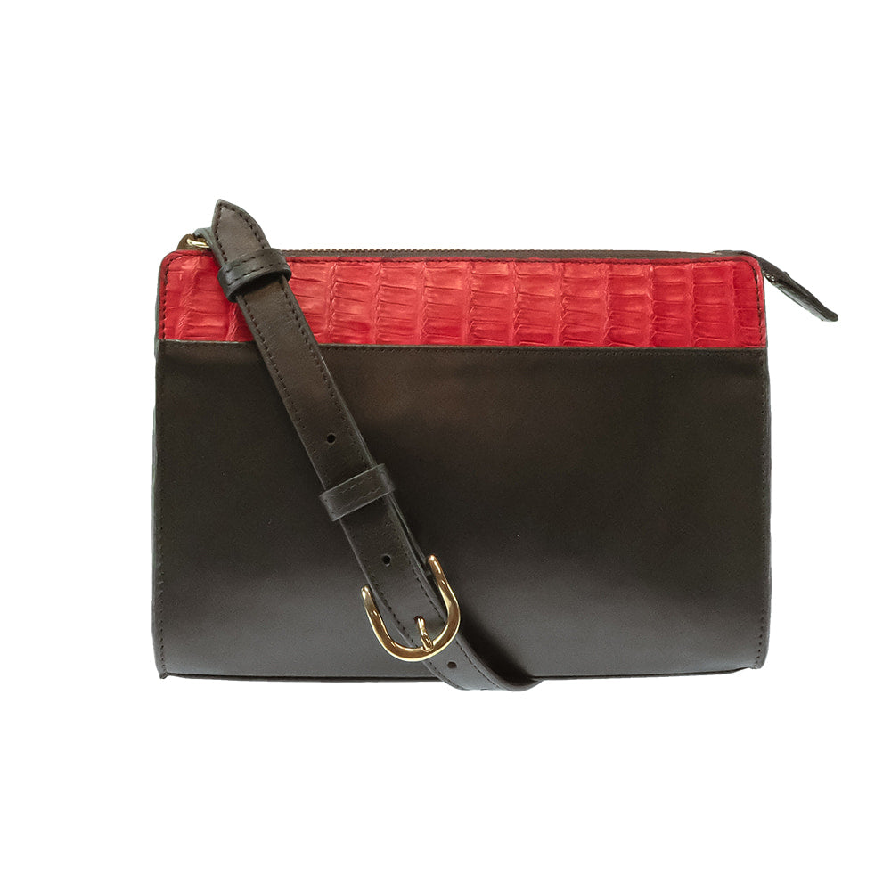 South Texas Tack Apparel Other South Texas Tack Juno Res Choclate and Ferrari Red Caiman Crossbody Purse