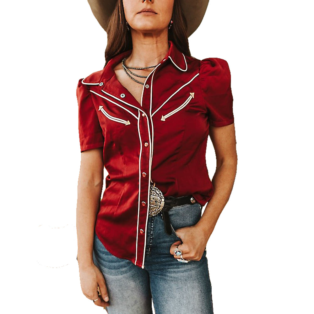 South Texas Tack Apparel Satin Short Sleeve Snap Shirt