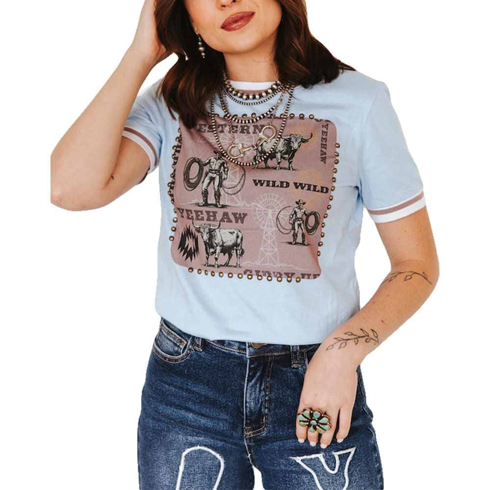 South Texas Tack Apparel Wild West Vintage Studded Short Sleeve Shirt