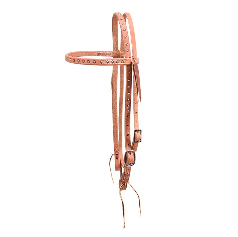 South Texas Tack Browband headstall Hermann Oak Leather with Dots