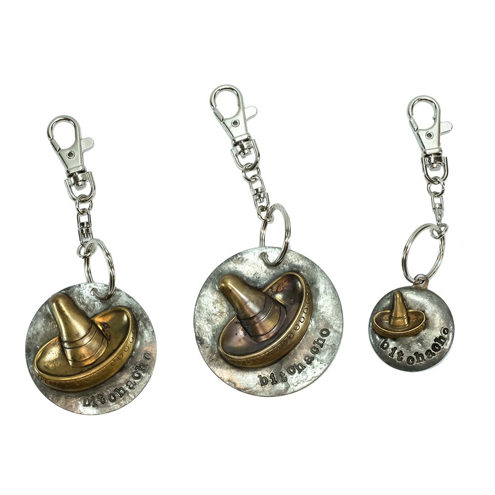 South Texas Tack Jewelry STT Silver Bronze Sombrero Small or Medium or Large Keychain