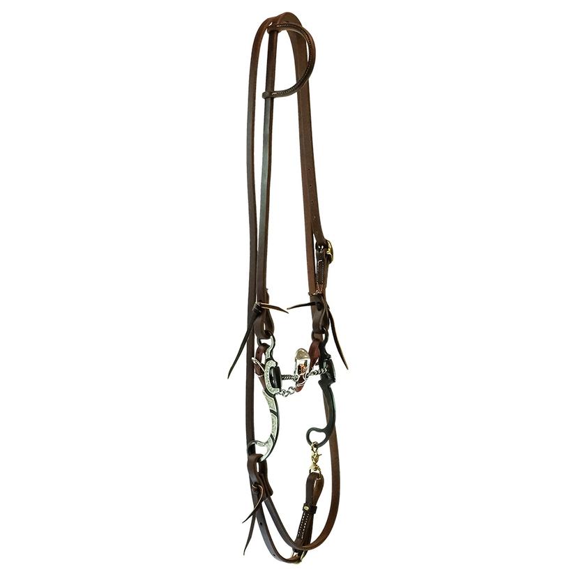 South Texas Tack OSFA / OILED STT Roping Rein Bridle Set with Mounted Floating Spade Bit