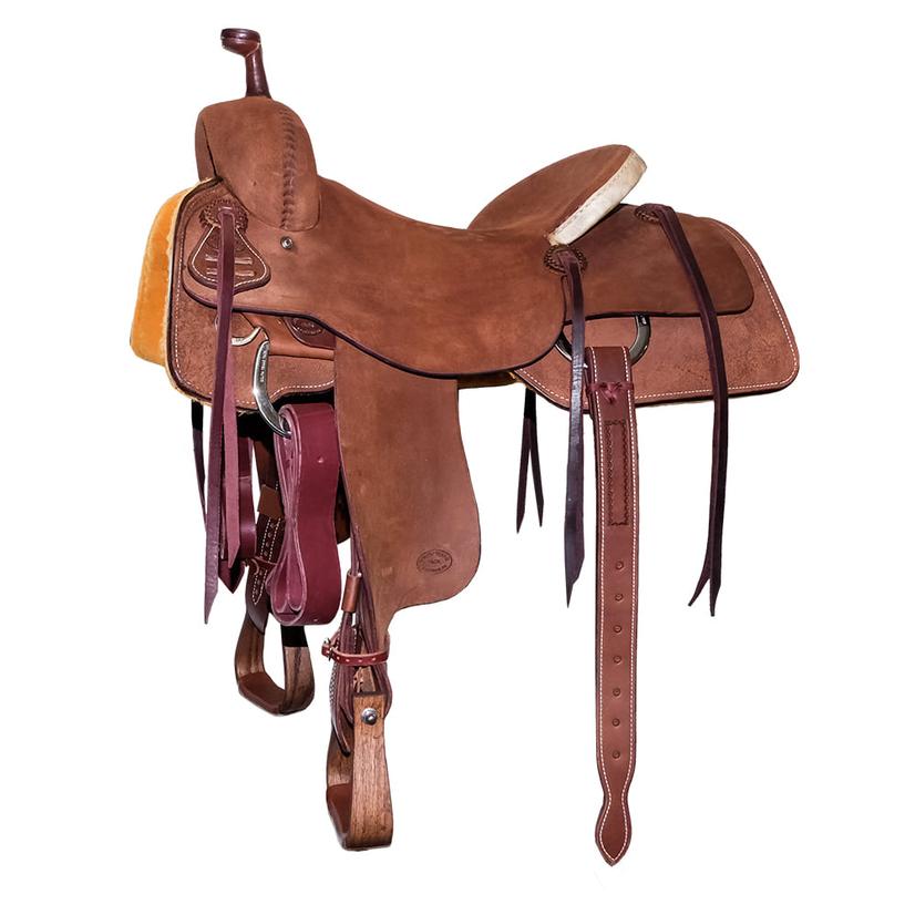 South Texas Tack Saddles 15" / Walnut South Texas Tack Full Rough Out Square Skirt Oiled Ranch Cutting Saddle with Rawhide Cantle