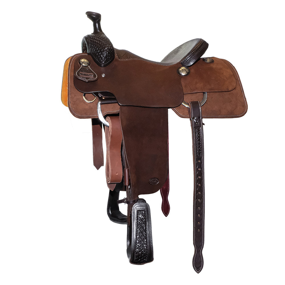 South Texas Tack Saddles South Texas Tack Chocolate Rough Out Windmill Tool Team Roping Saddle