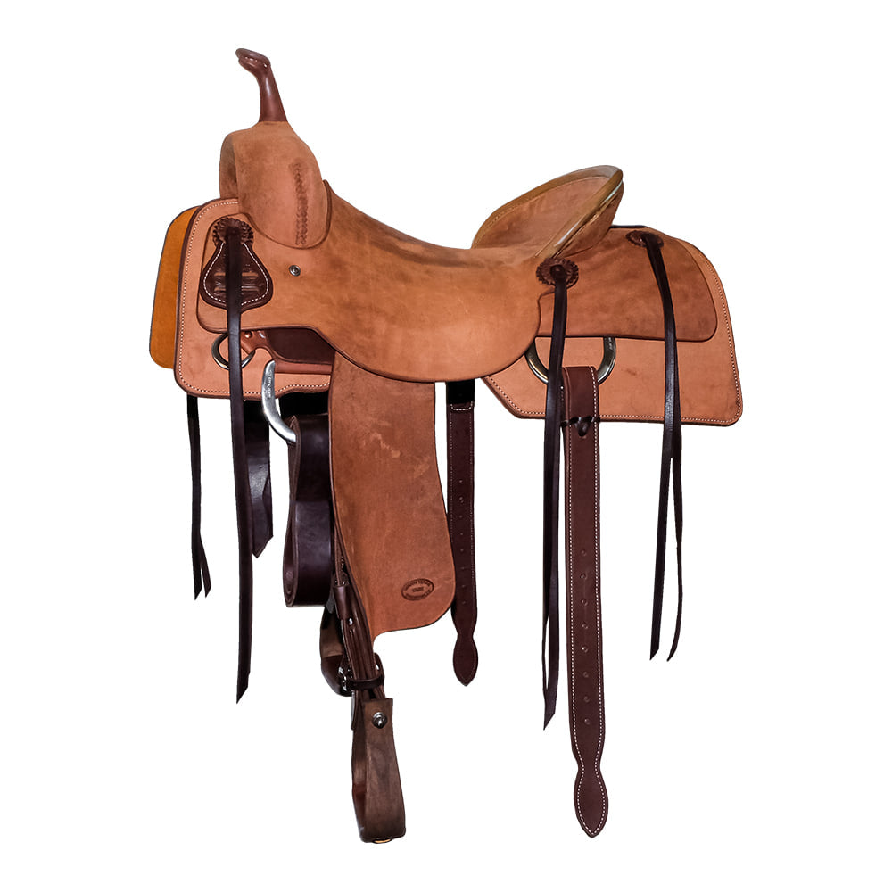 South Texas Tack Saddles South Texas Tack Full Natural Rough Out Cutting Saddle with Rawhide Pencil Roll