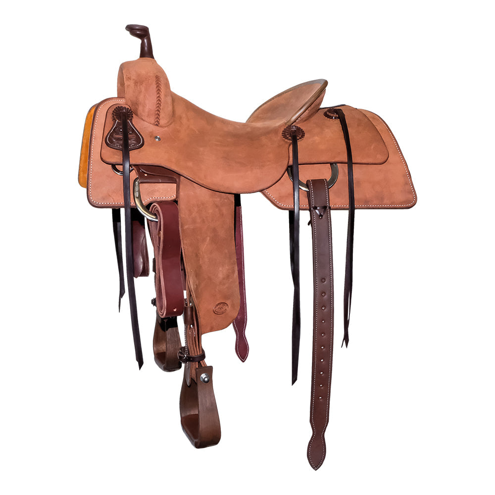 South Texas Tack Saddles South Texas Tack Full Natural Rough Out with Rawhide Pencil Roll Ranch Cutting Saddle