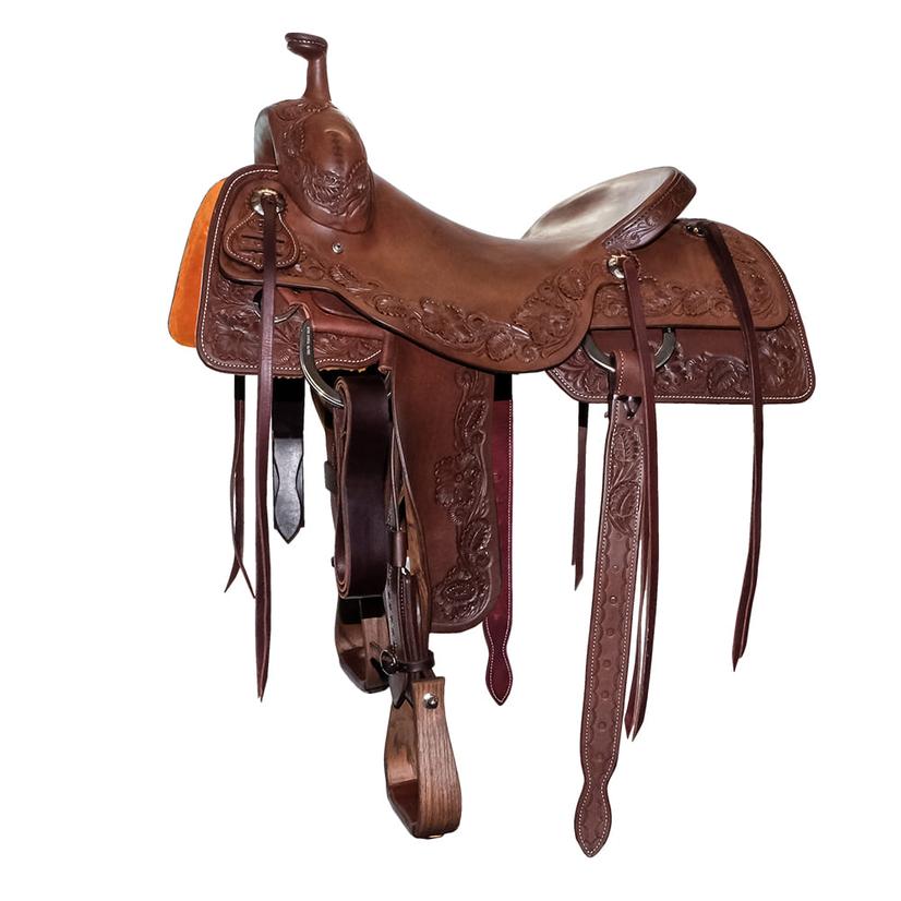 South Texas Tack Saddles South Texas Tack Full Natural Slick Out with Floral Border Ranch Cutting Saddle