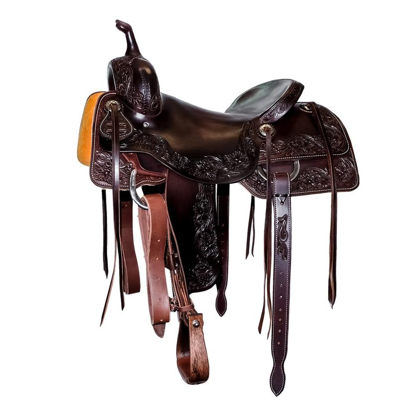 South Texas Tack Saddles South Texas Tack Full Walnut Slick Out Floral Border Tool Cutting Saddle