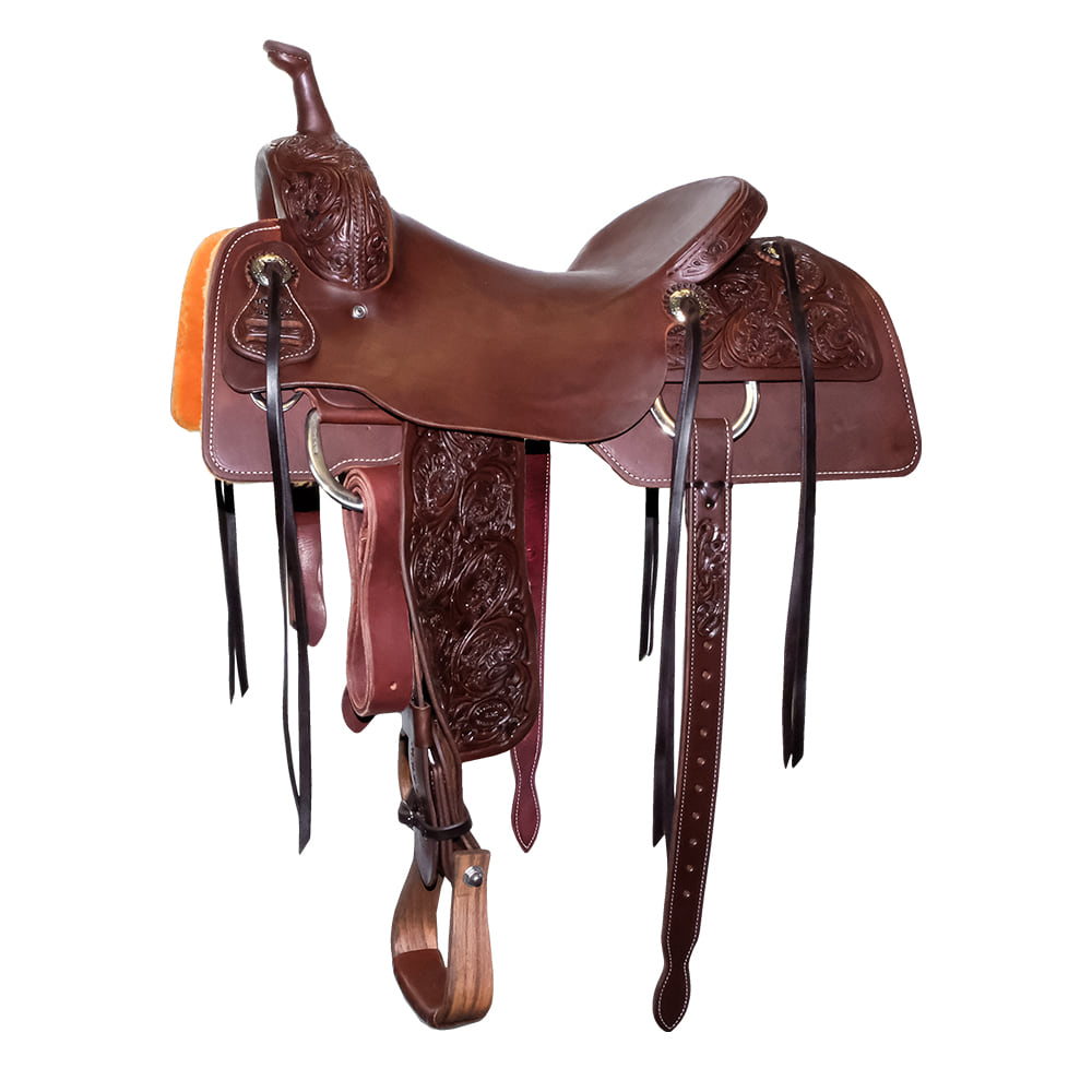 South Texas Tack Saddles South Texas Tack Half Acorn Oak Leaf Tool Half Natural Slick Out Tooled Fender Cutting Saddle