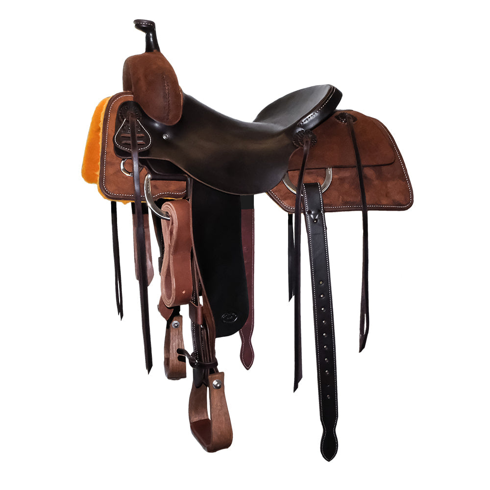 South Texas Tack Saddles South Texas Tack Half Chocolate Slick Out Half Rough Out Ranch Cutting Saddle