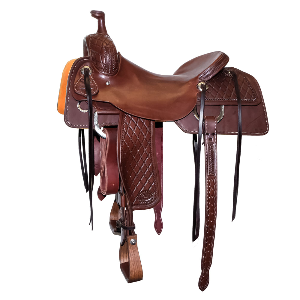 South Texas Tack Saddles South Texas Tack Half Diamond Star Tool Half Natural Slick Out Tooled Fender Ranch Cutting Saddle