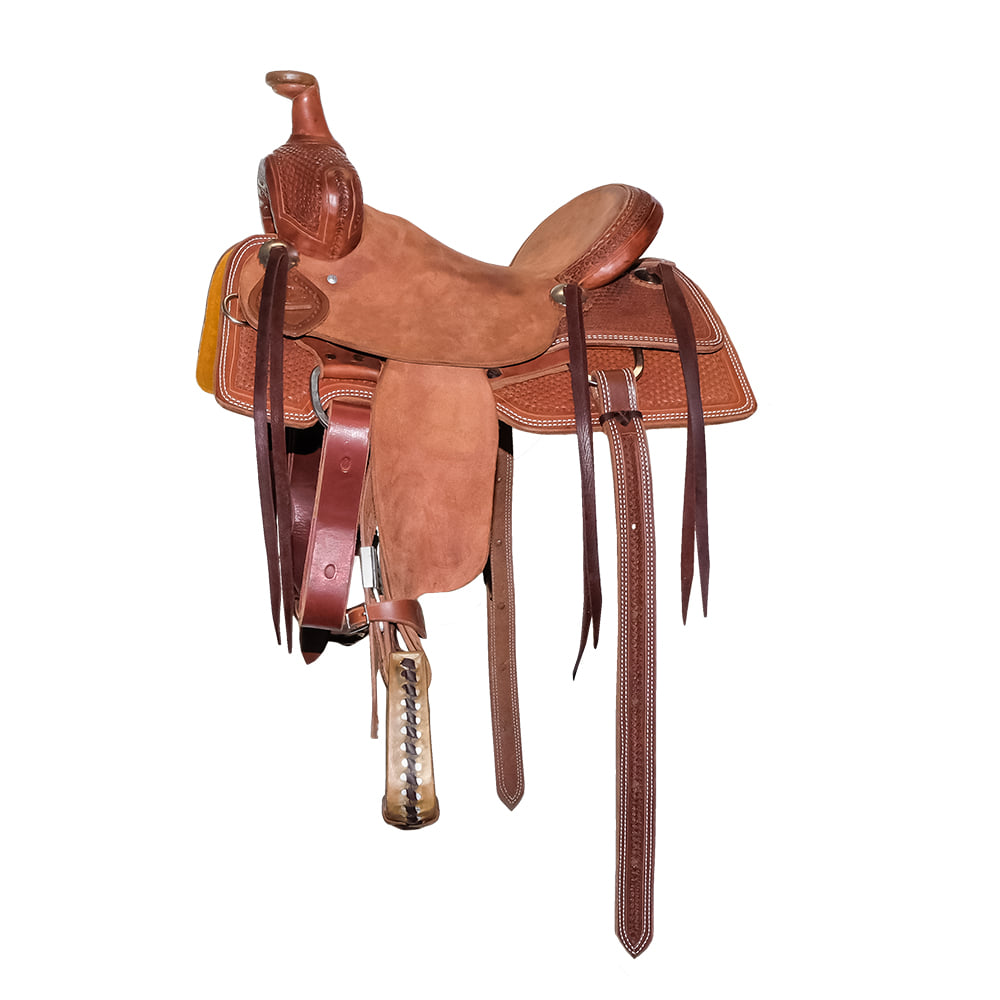 South Texas Tack Saddles South Texas Tack Half Natural Rough Out Half Basket Weave Kid Association Saddle