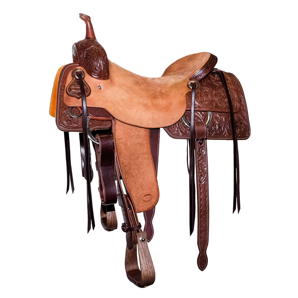 South Texas Tack Saddles South Texas Tack Half Natural Rough Out Half Floral Tool Cutting Saddle