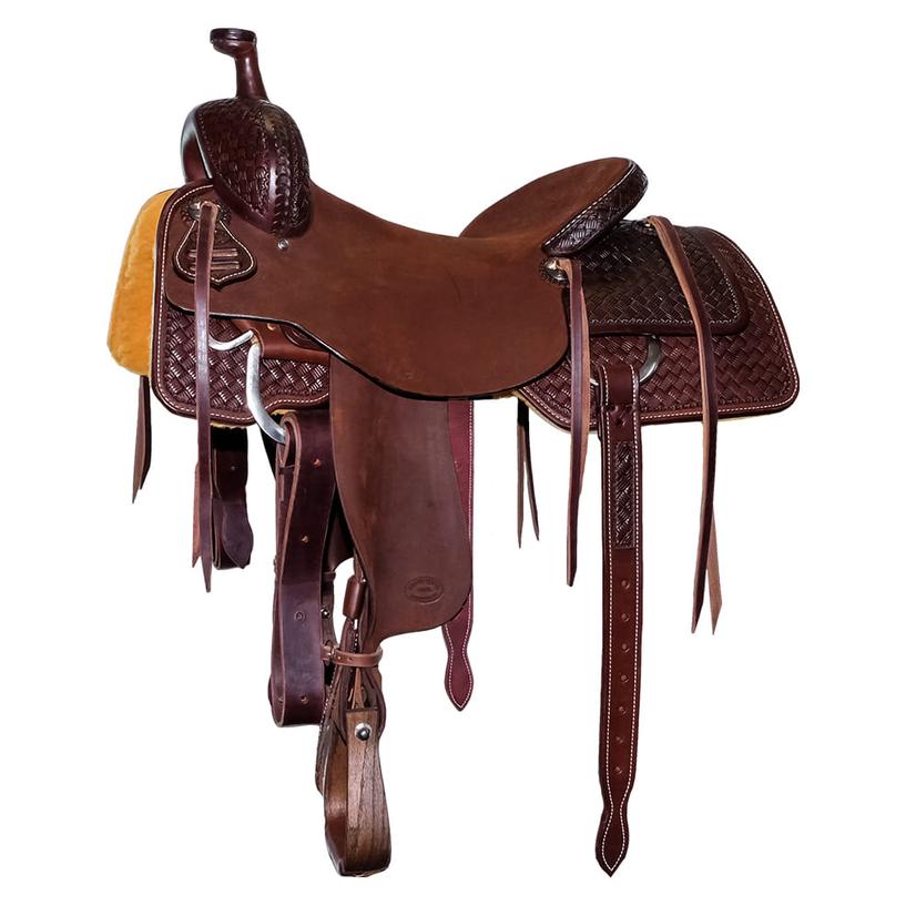 South Texas Tack Saddles South Texas Tack Half Rough Out Half Big Weave Tool Ranch Cutting Saddle