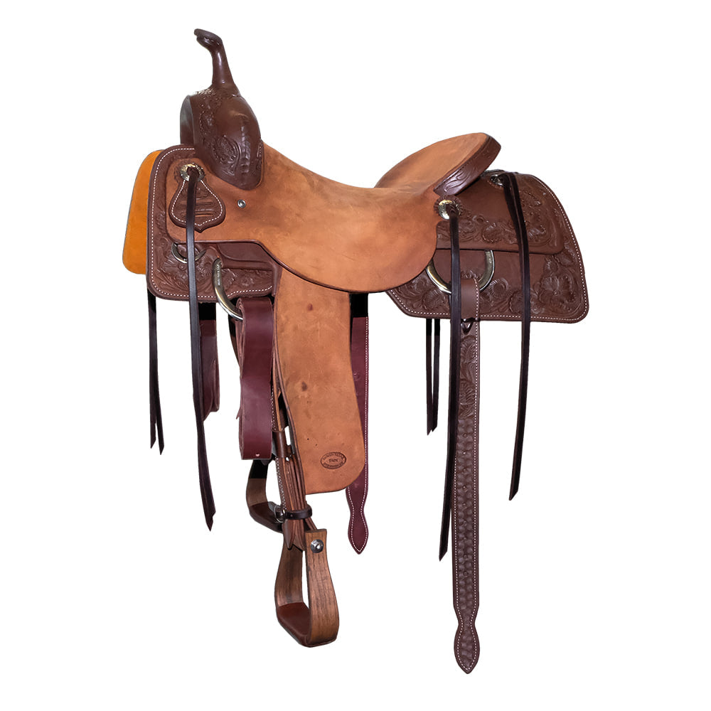 South Texas Tack Saddles South Texas Tack Half Rough Out Half Floral Border Cutting Saddle