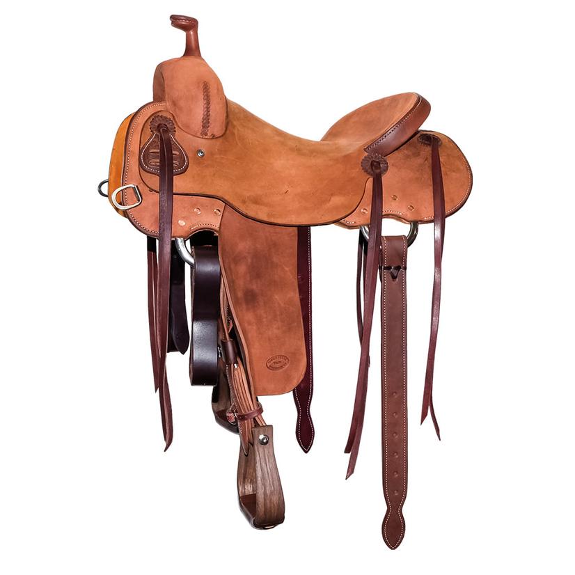 South Texas Tack Saddles South Texas Tack Natural Full Rough Out Single Skirt Ranch Cutting Saddle