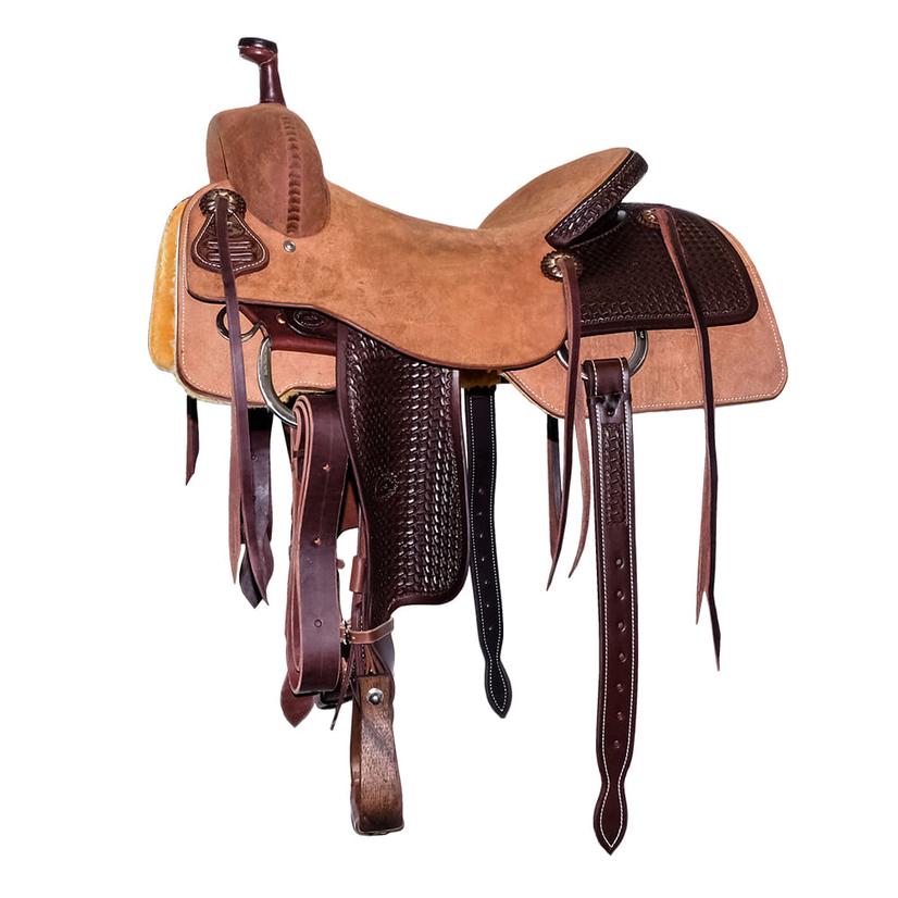 South Texas Tack Saddles South Texas Tack Quarter Mahogany Association Tool 3/4 Natural Rough Out Ranch Cutting Saddle