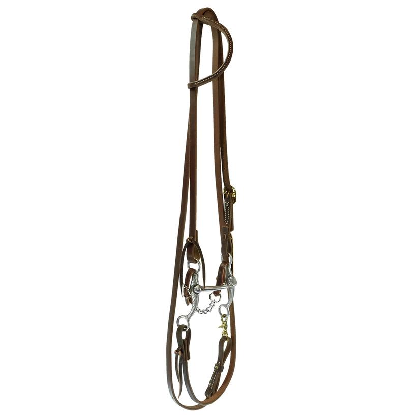 South Texas Tack Tack 5/8" / Oiled South Texas Tack Short Shank Rasp Snaffle Bit Slide Ear Roping Rein Bridle Set