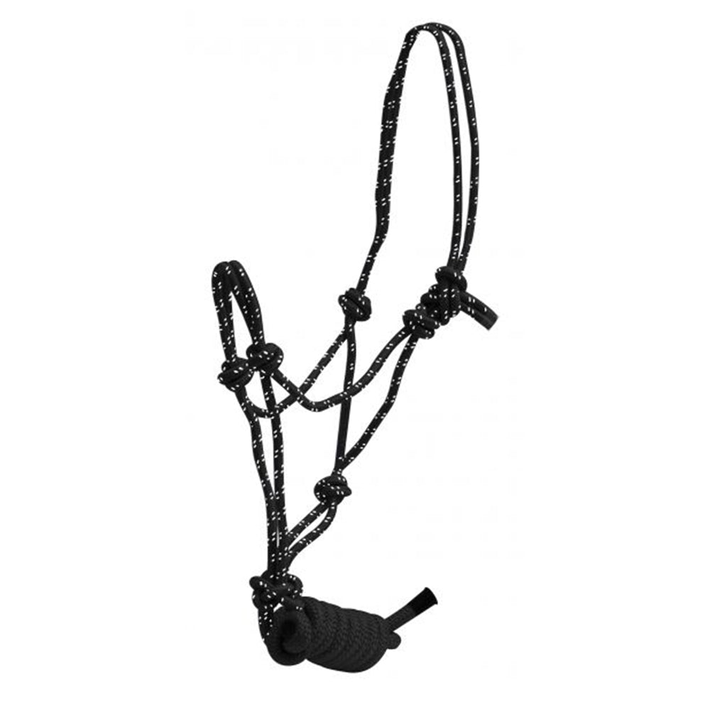 South Texas Tack Tack Black White / STANDARD Rope Halter w/ Lead