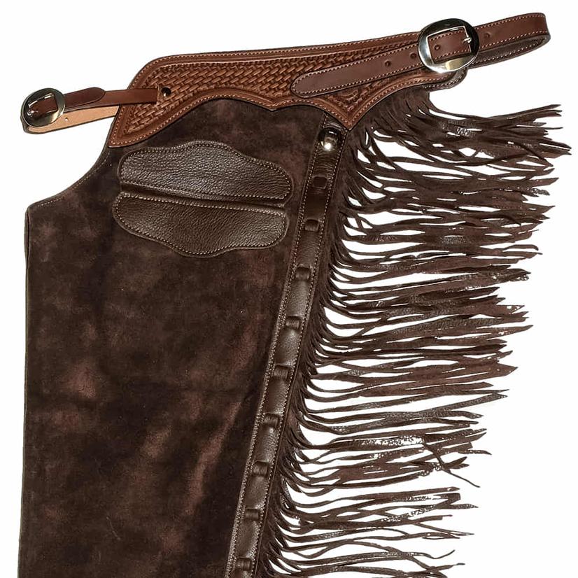 South Texas Tack Tack Chocolate / S South Texas Tack Exclusive Basket Weave Border Versatility Chaps with Buckle Closure and Pocket