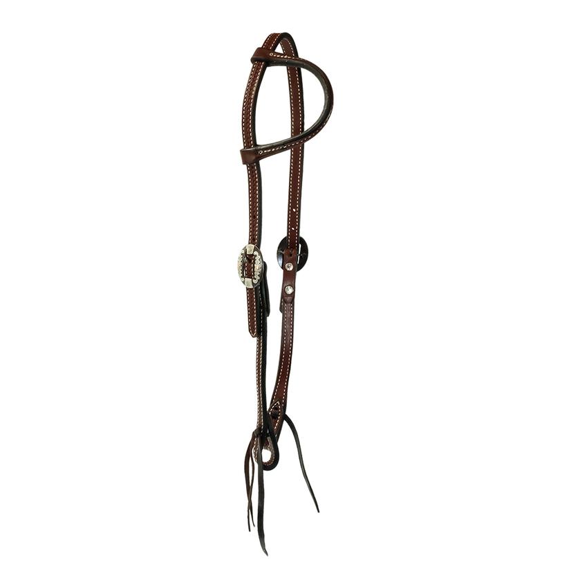 South Texas Tack Tack Dark Oil South Texas Tack Basket Weave Double Buckle Slide Ear Headstall in Light or Dark Oil
