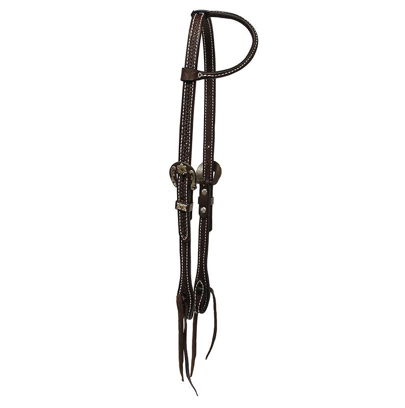 South Texas Tack Tack Dark Oil South Texas Tack Slide Ear Headstall Light Oil Basket Weave Tool with Buckle