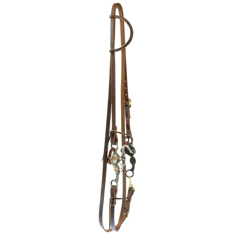 South Texas Tack Tack Hermann / 5/8 South Texas Tack Sunflower Ported Chain Bit Slide Ear Roping Rein Bridle Set