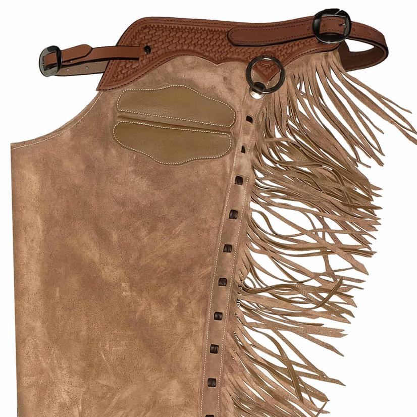 South Texas Tack Tack Light Brown / S South Texas Tack Exclusive Basket Weave Border Versatility Chaps with Buckle Closure and Pocket