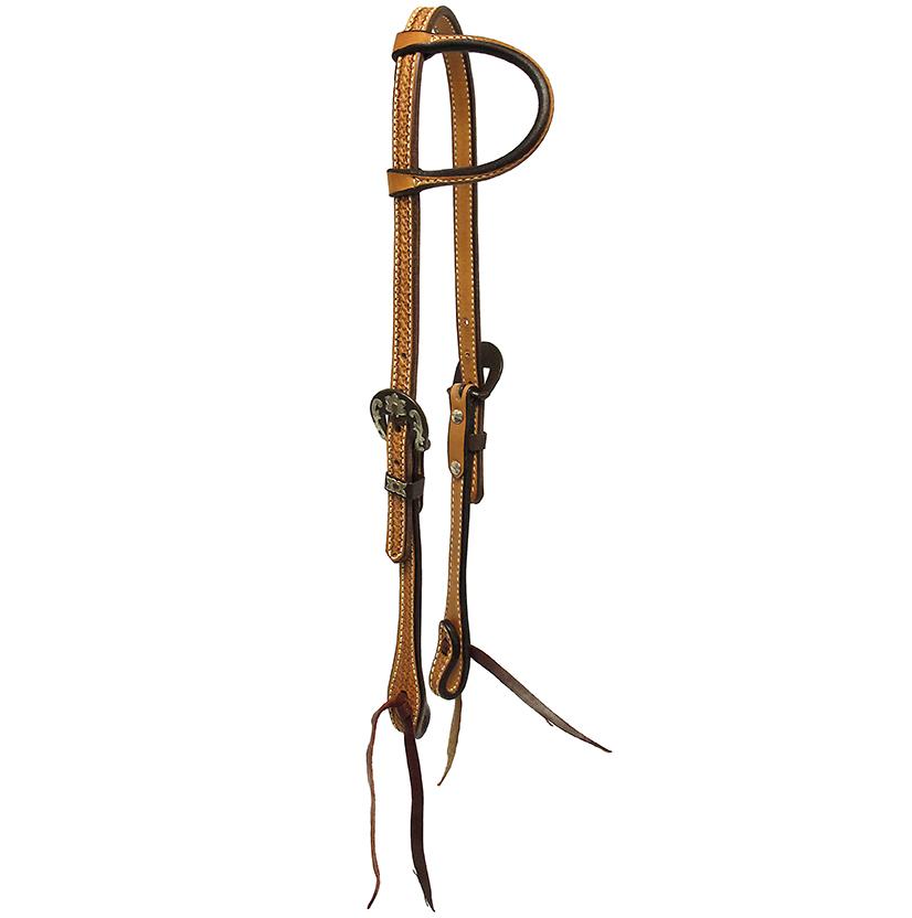 South Texas Tack Tack Light Oil South Texas Tack Slide Ear Headstall Light Oil Basket Weave Tool with Buckle