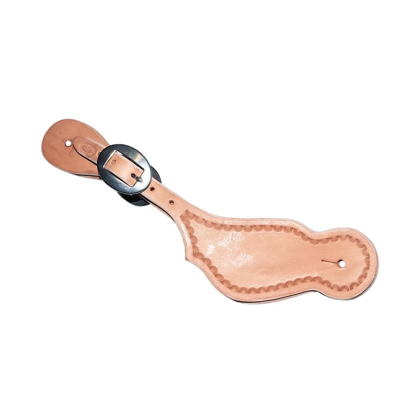 South Texas Tack Tack Men's / Natural / Geometric South Texas Tack Slickout Adult Spur Straps in Mahogany or Natural Leather with Assorted Borders