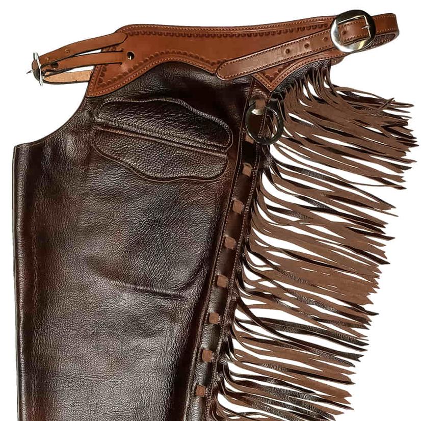 South Texas Tack Tack Mocha / M South Texas Tack Exclusive Shell Border Buckle Front Versatility Slickout Chaps with Pocket