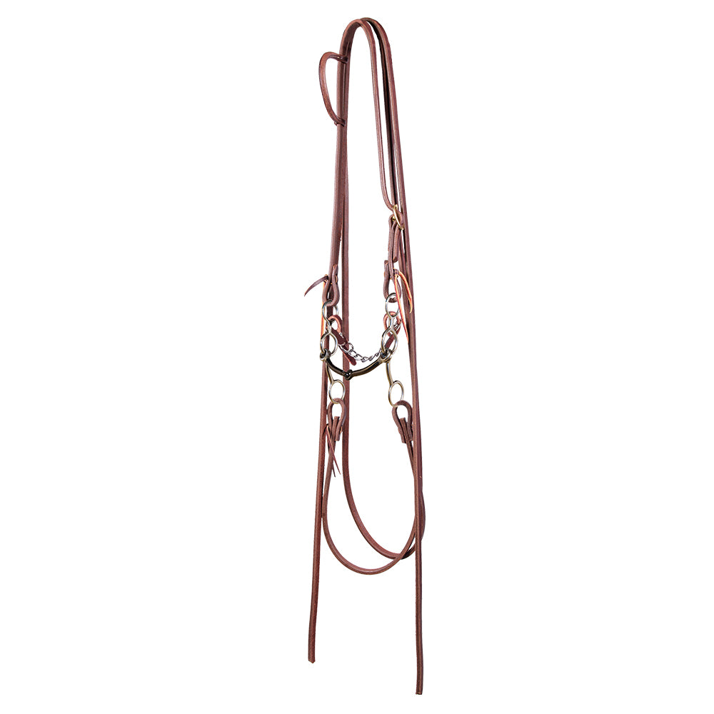South Texas Tack Tack Oiled South Texas Tack JR Cowhorse Smooth Snaffle Gag Bit with Split Reins Bridle Set