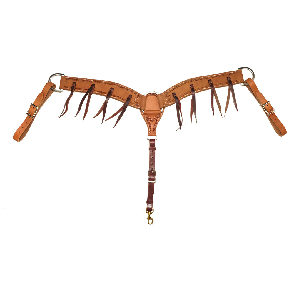 South Texas Tack Tack South Texas Tack 2.75" Rough Out Light Oil Breast Collar with Rope Stamp Border and Latigo Strings