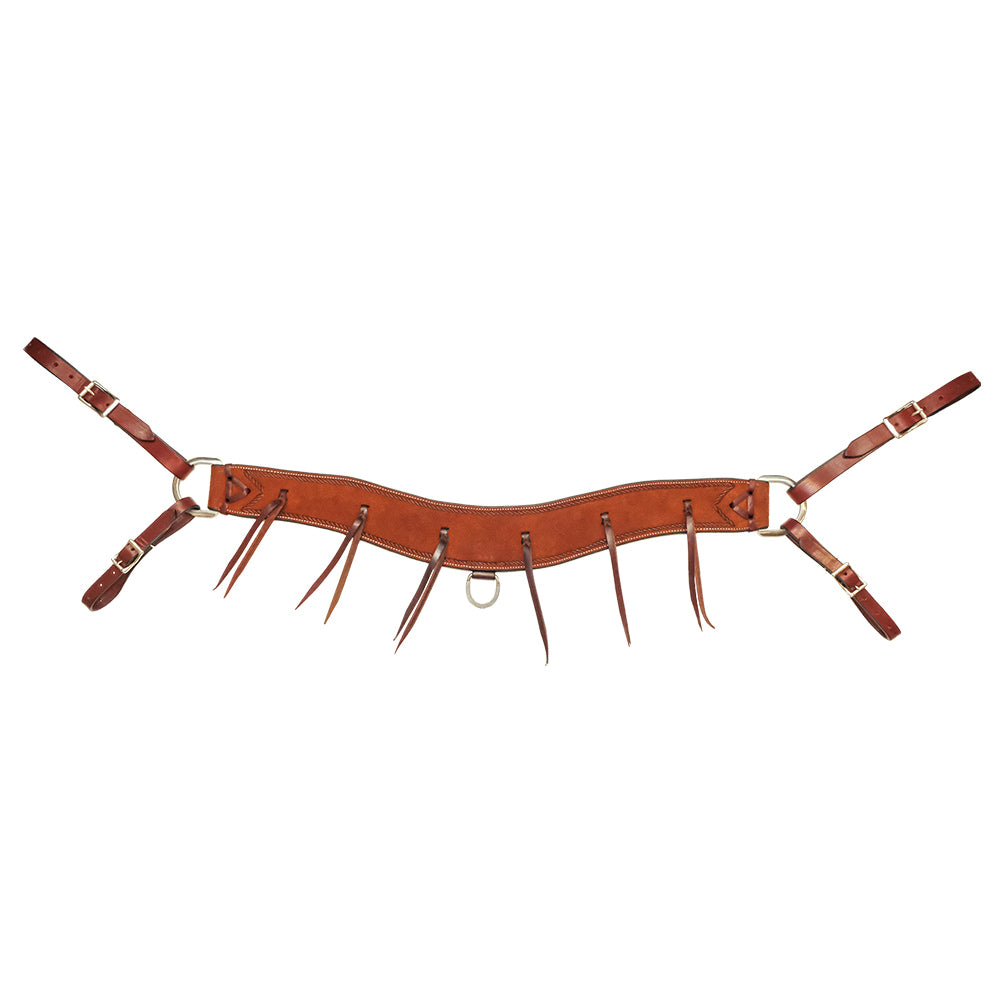 South Texas Tack Tack South Texas Tack 3.5" Chestnut Rough Out Tripping Collar with Rope Stamp Border and Latigo Strings