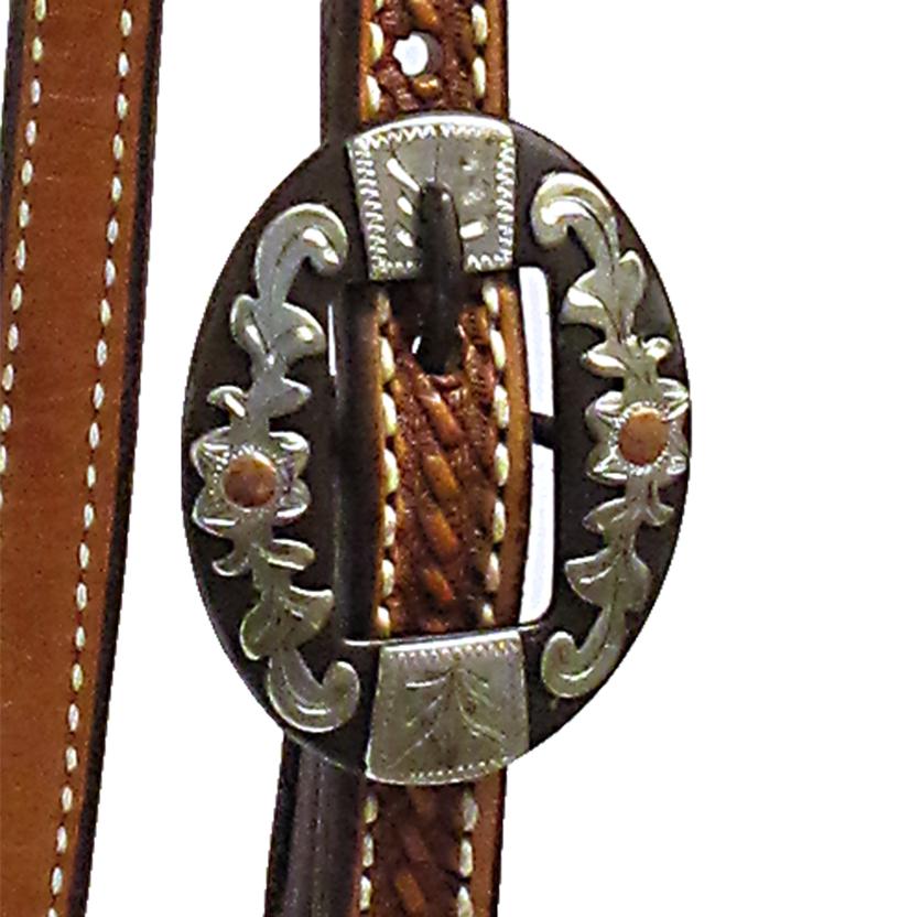 South Texas Tack Tack South Texas Tack Basket Weave Double Buckle Slide Ear Headstall in Light or Dark Oil