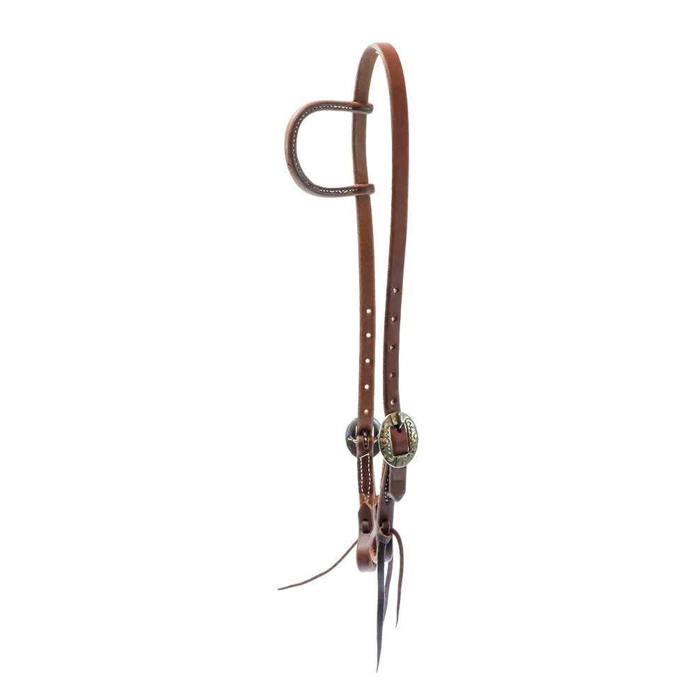 South Texas Tack Tack South Texas Tack Herman Oak with Silver Floral Cart Buckle Slide Ear Headstall