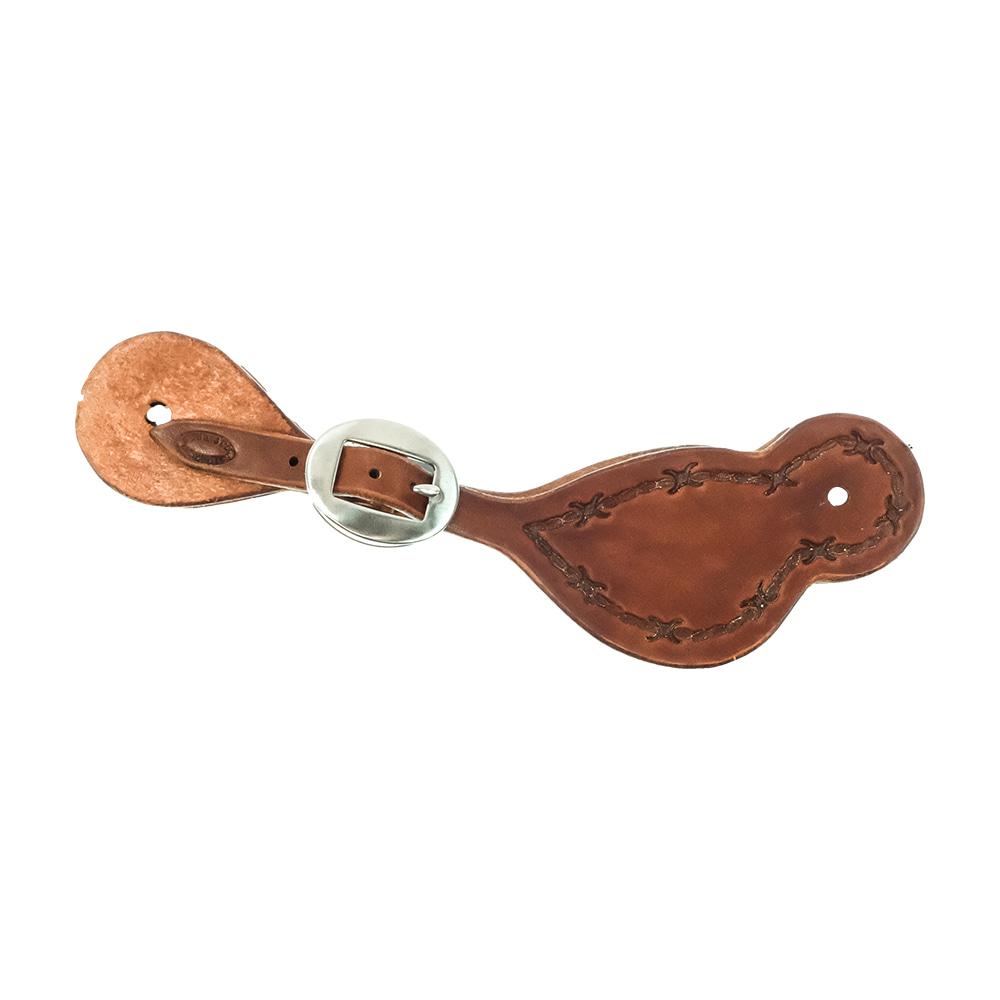 South Texas Tack Tack South Texas Tack Slickout Adult Spur Straps in Mahogany or Natural Leather with Assorted Borders