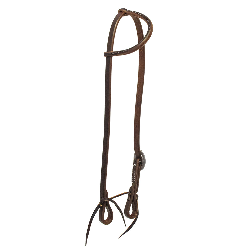 South Texas Tack Tack South Texas Tack Slide Ear Oiled Headstall with Single Silver Floral Buckle 5/8"