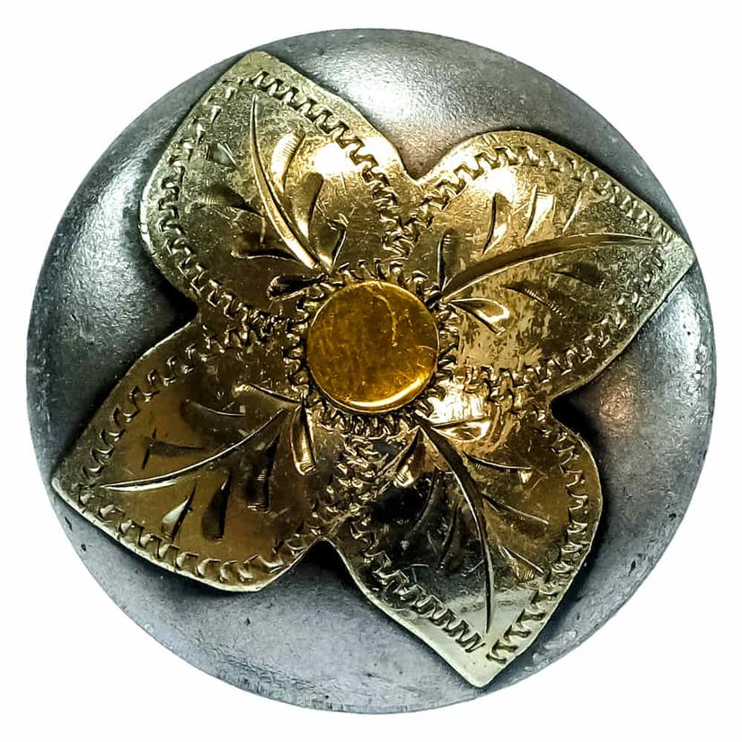 South Texas Tack Tack Steel/Silver / 1.5" South Texas Tack 4-Point Flower Screwback Conchos 1.5" Set of 6