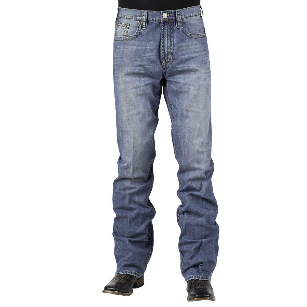Stetson Apparel & Boots Apparel Stetson Apparel & Boots Men's Midrise Straight Leg Bootcut Medium Wash Jeans