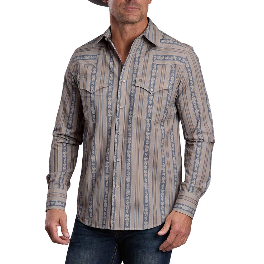 Stetson Apparel & Boots Apparel Wallpaper Striped Long Sleeve Snap Shirt