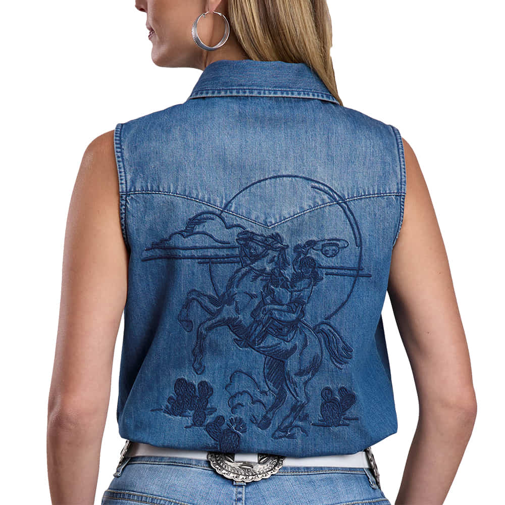 Stetson Apparel & Boots Apparel WOMENS SLEEVE SNAP DENIM SHIRT