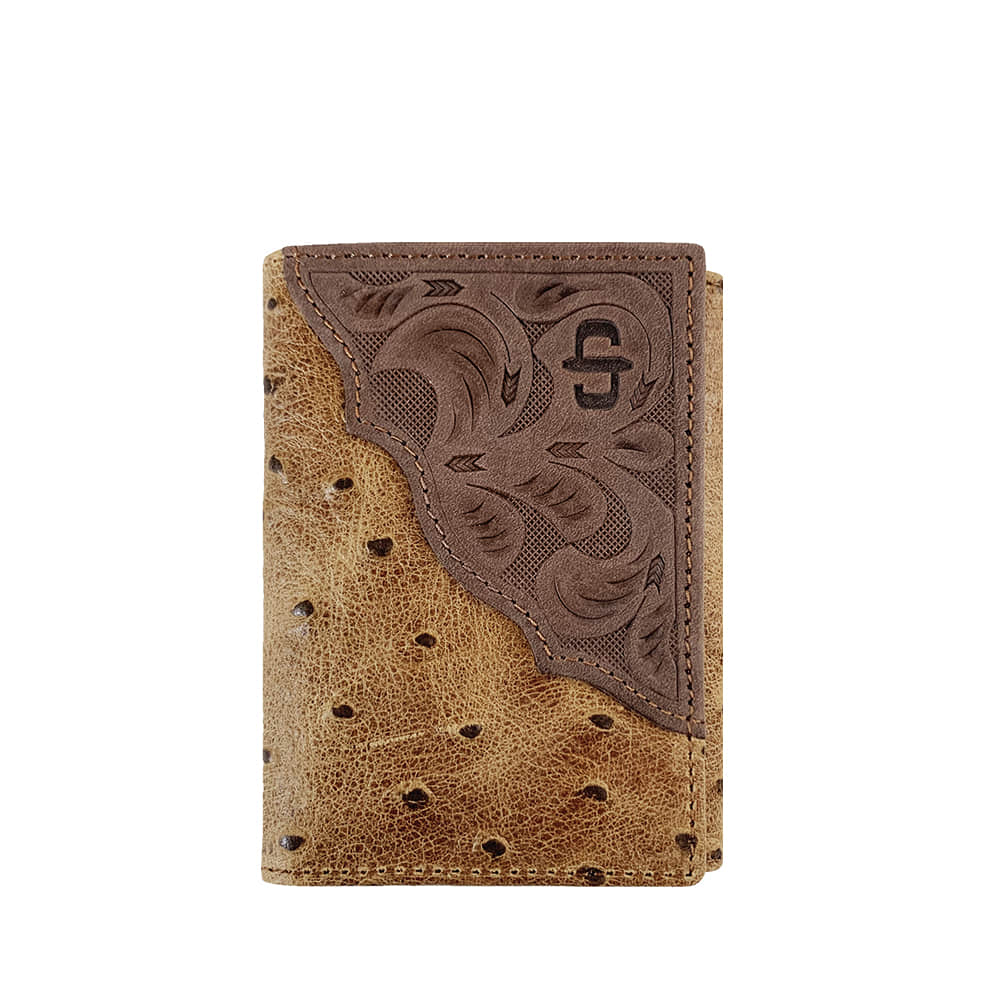 Stetson Apparel & Boots Other OS Stetson Top Grain Hand Tooled Leather with Western Overlay Men's Trifold Wallet